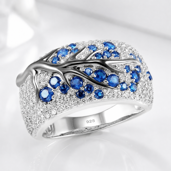SILVER BLUE TOPAZ LEAF RING by Harrison & James - ring product image 1