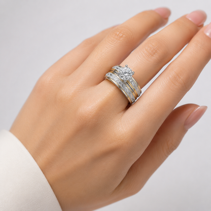 SILVER GOLD STRIPE DIAMOND RING by Harrison & James - ring product image 2