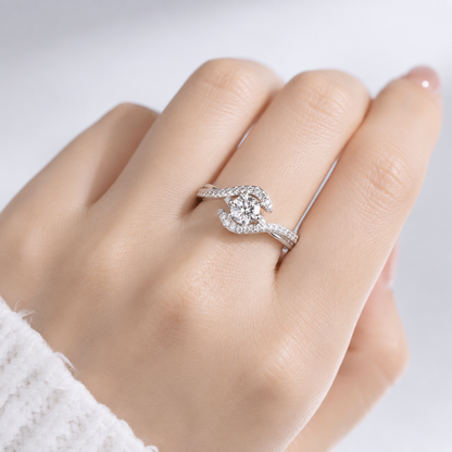 SILVER OVAL DIAMOND TWIST RING by Harrison & James - ring product image 2