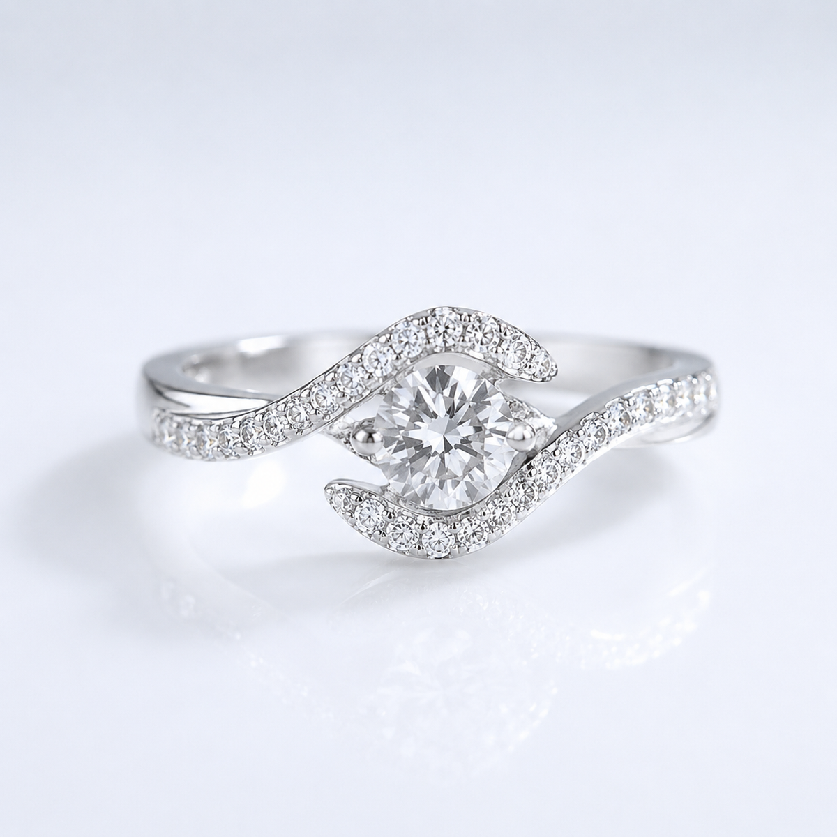 SILVER OVAL DIAMOND TWIST RING by Harrison & James - ring product image 1