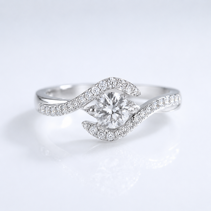 SILVER OVAL DIAMOND TWIST RING by Harrison & James - ring product image 1