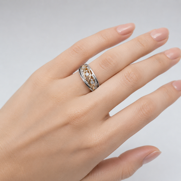SILVER ROSE GOLD TWO TONE VINTAGE RING by Harrison & James - ring product image 1