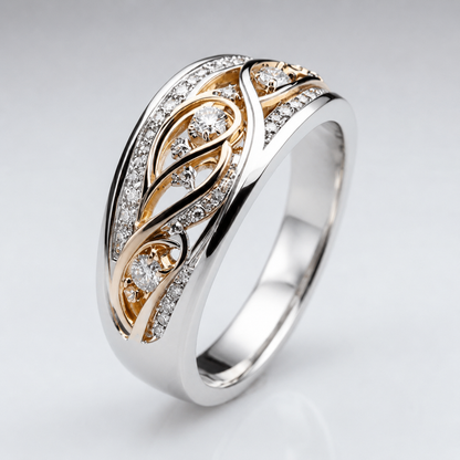 SILVER ROSE GOLD TWO TONE VINTAGE RING by Harrison & James - ring product image 2