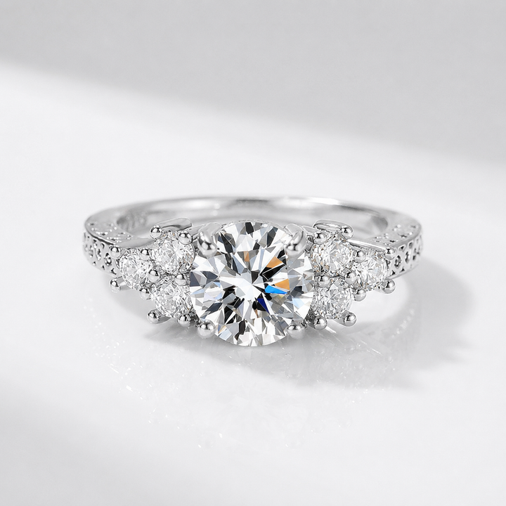 SILVER ROUND ZIRCONIA VINTAGE RING by Harrison & James - ring product image 1