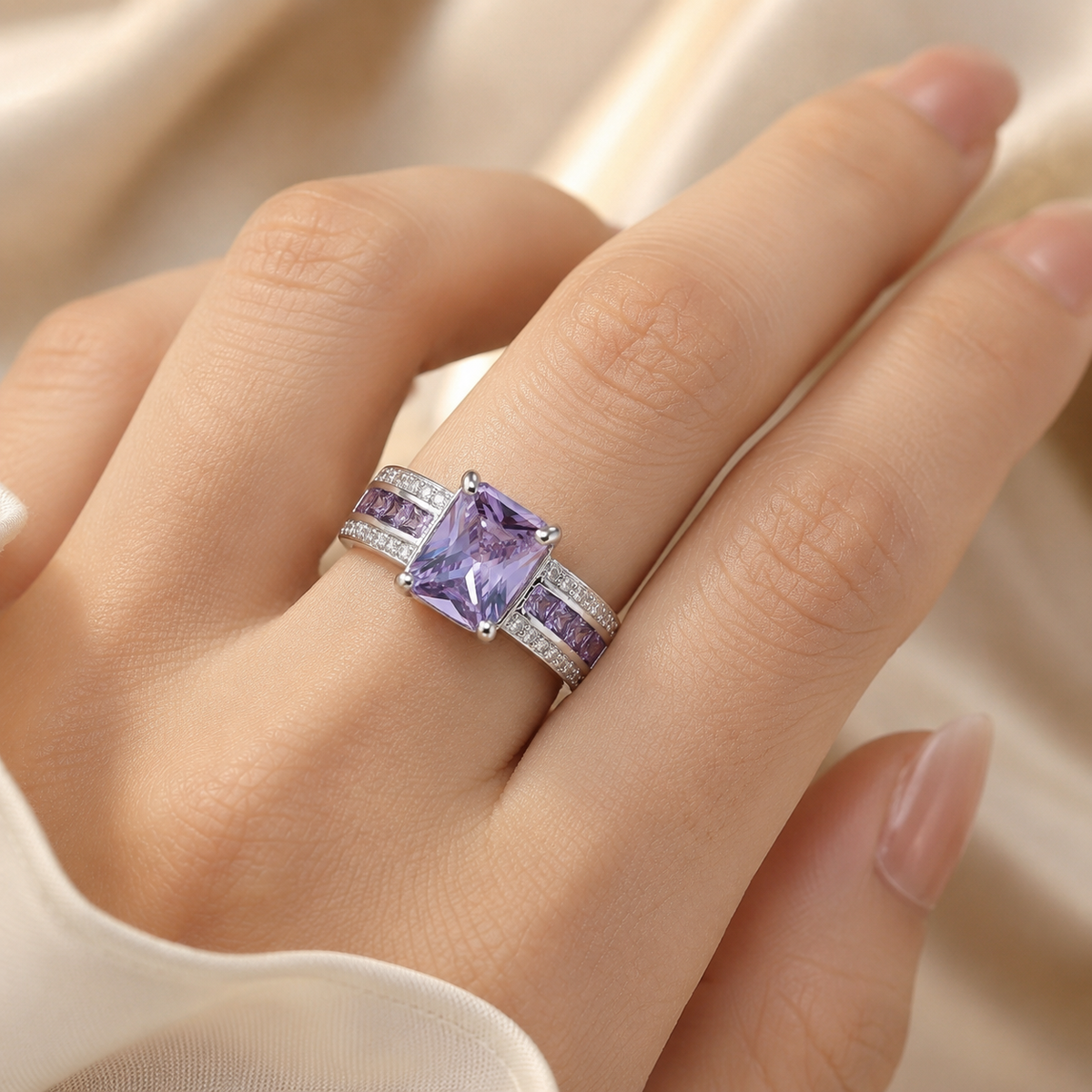 Silver Amethyst Channel Ring by Harrison & James - ring product image 2