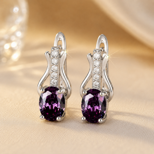 Silver Amethyst Drop Earrings by Harrison & James - earrings product image 1