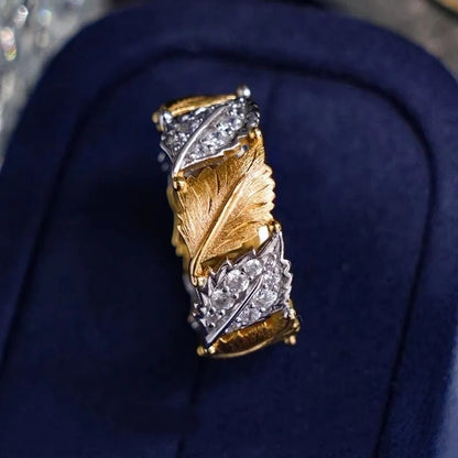 GOLD SILVER LEAF PAVE RING - (ADJUSTABLE) by Harrison & James - ring product image 3