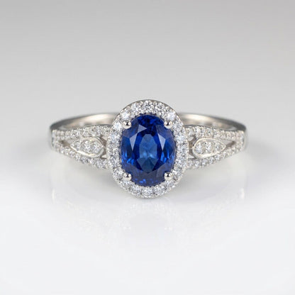 SAPPHIRE HALO VINTAGE RING by Harrison & James - ring product image 1