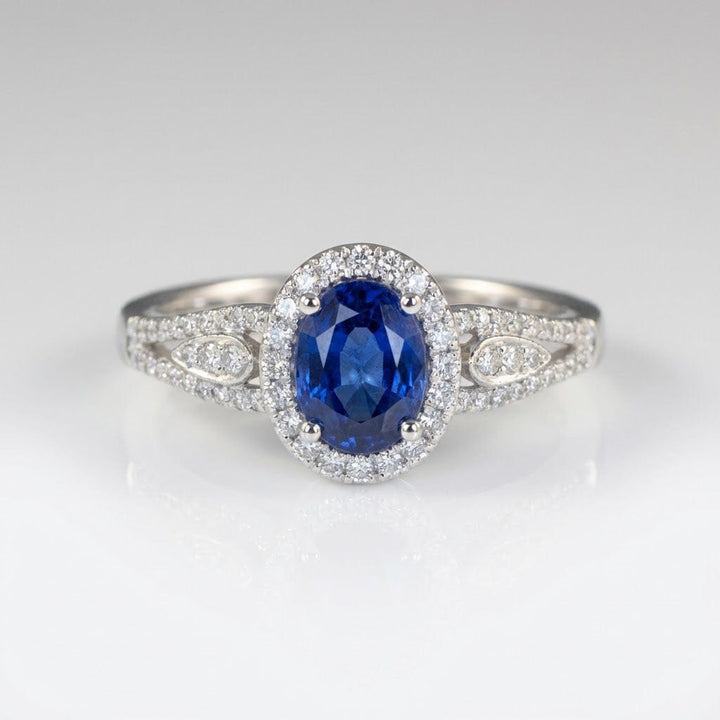 SAPPHIRE HALO VINTAGE RING by Harrison & James - ring product image 1