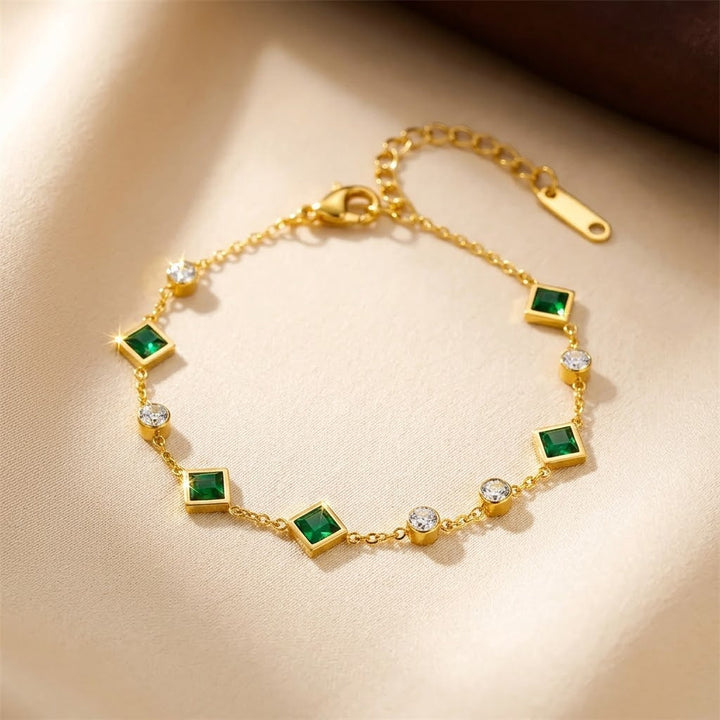 Gold Emerald Station Bracelet by Harrison & James - bracelet product image 1