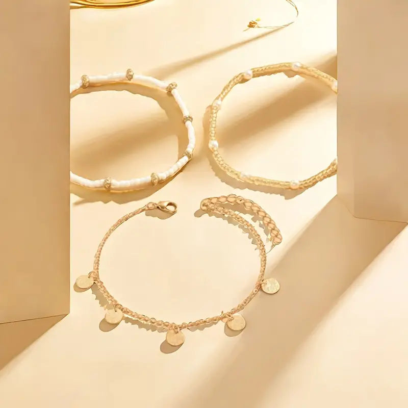 Coastal Charm 3-Piece Layered Anklet Set | Gold by Harrison & James - anklet product image 3