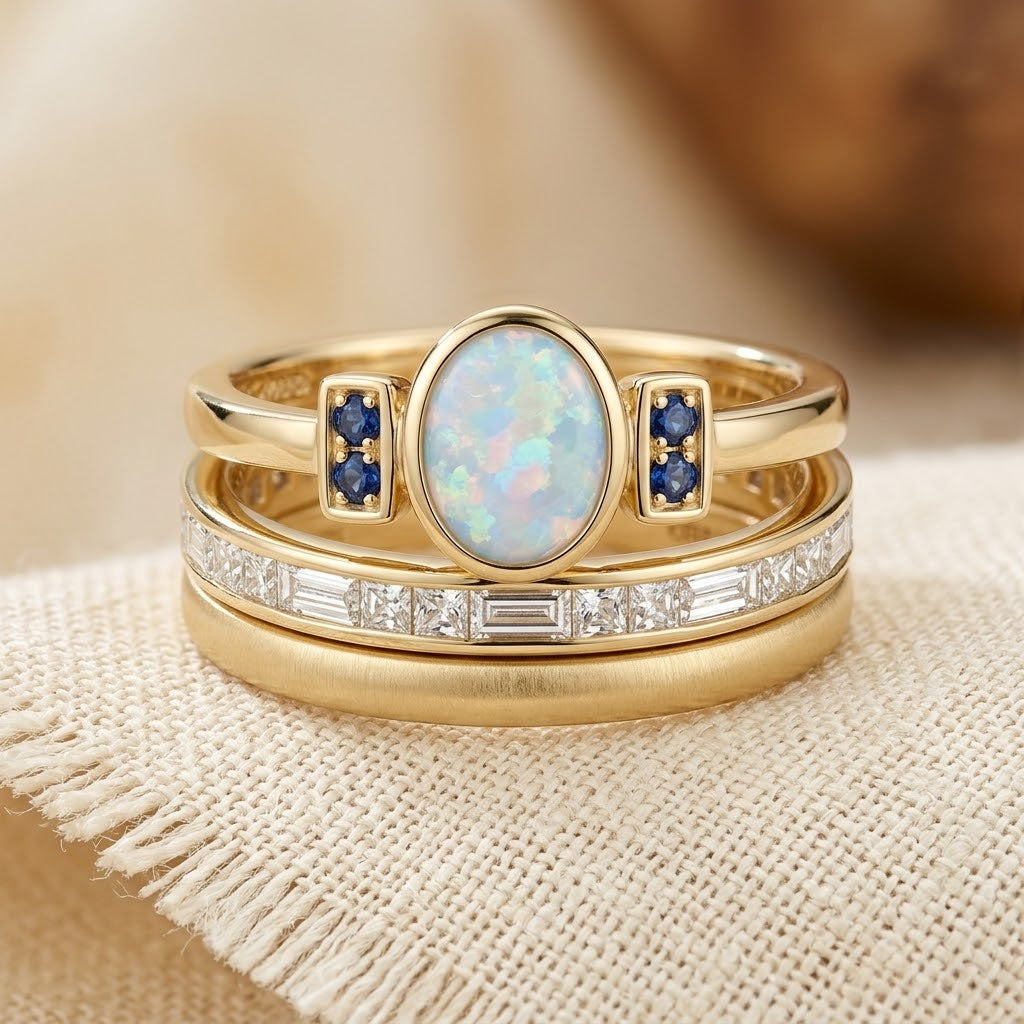 Gold Stacked Bezel Ring Set by Harrison & James - ring product image 1