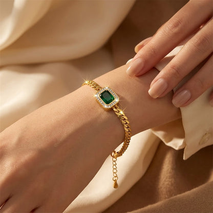 Gold Emerald Chain Bracelet by Harrison & James - bracelet product image 2