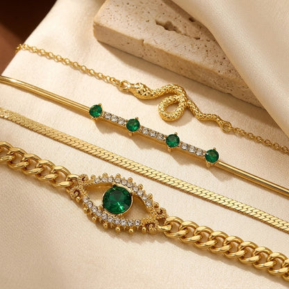 Gold Emerald Charm Bracelet Set by Harrison & James - bracelet product image 1
