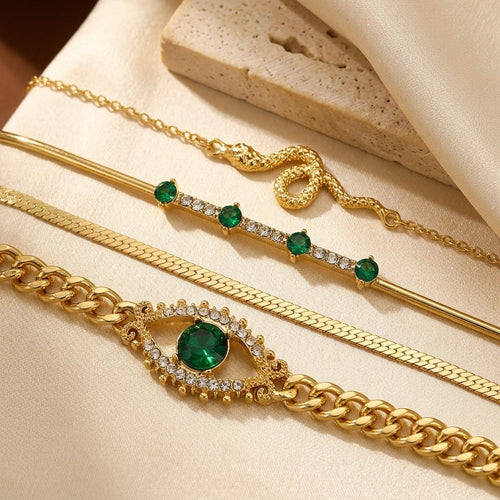Gold Emerald Charm Bracelet Set by Harrison & James - bracelet product image 1