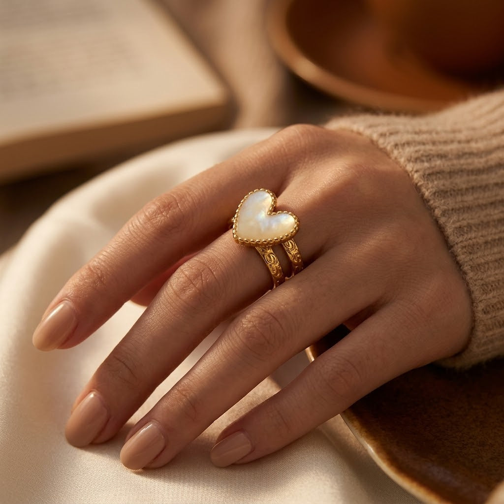 Gold Heart Motif Ring by Harrison & James - ring product image 2