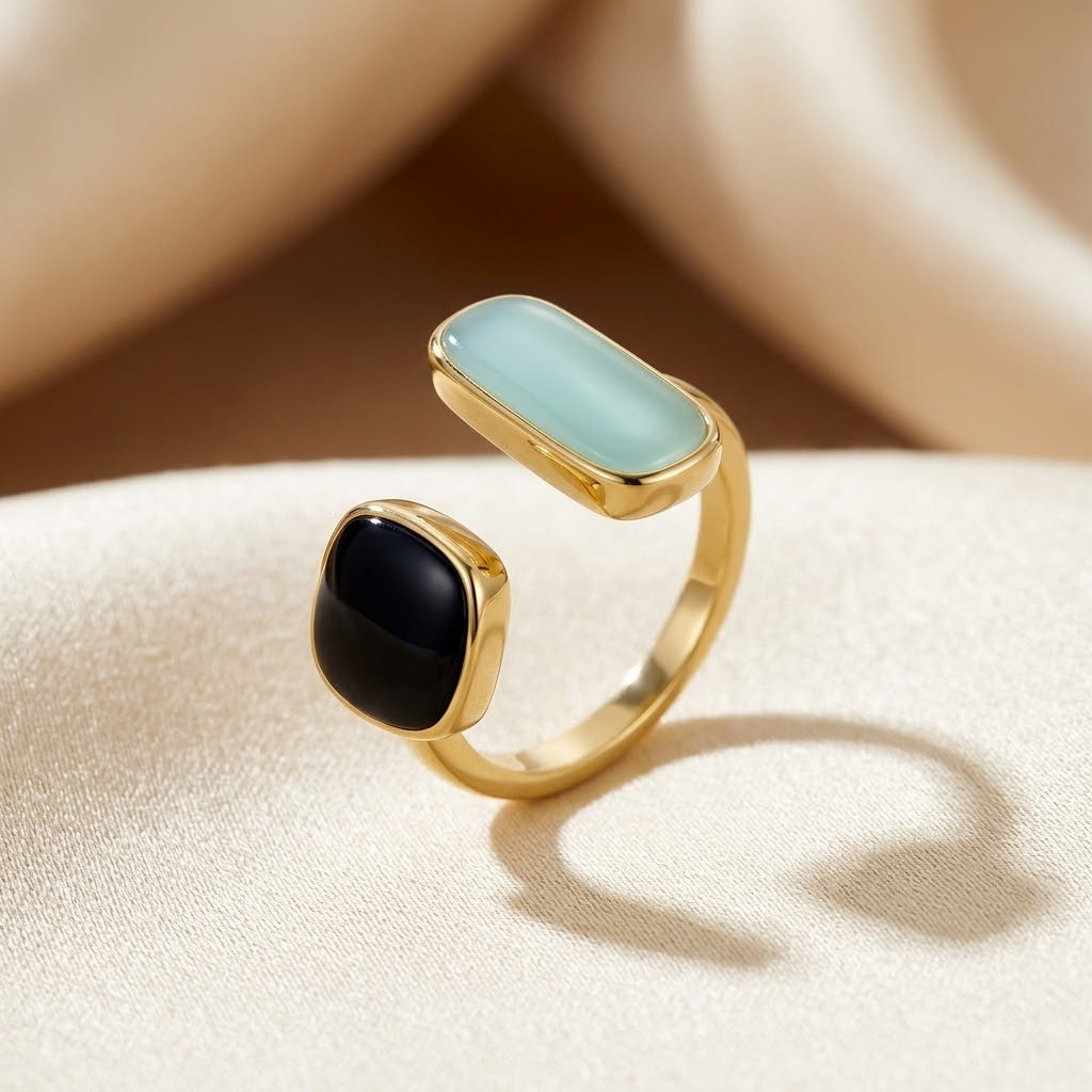 Gold Dual Stone Open Ring by Harrison & James - ring product image 1