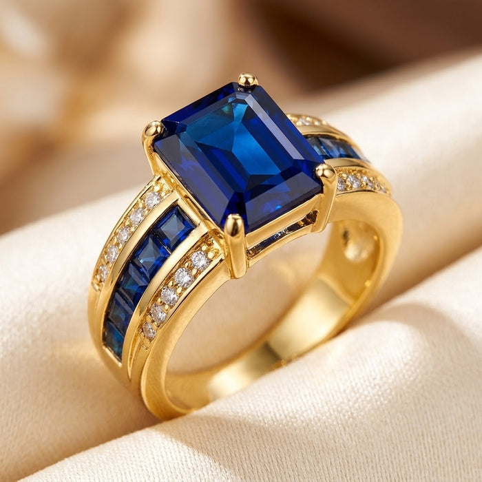 Gold Sapphire Square-Cut Ring by Harrison & James - ring product image 1