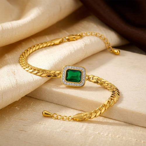 Gold Emerald Chain Bracelet by Harrison & James - bracelet product image 1