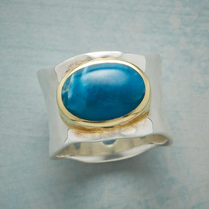 SILVER GOLD TURQUOISE MODERN RING by Harrison & James - ring product image 3