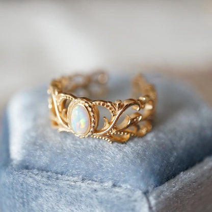ROSE GOLD OPAL CELESTIAL WINGS RING - (ADJUSTABLE) by Harrison & James - ring product image 3