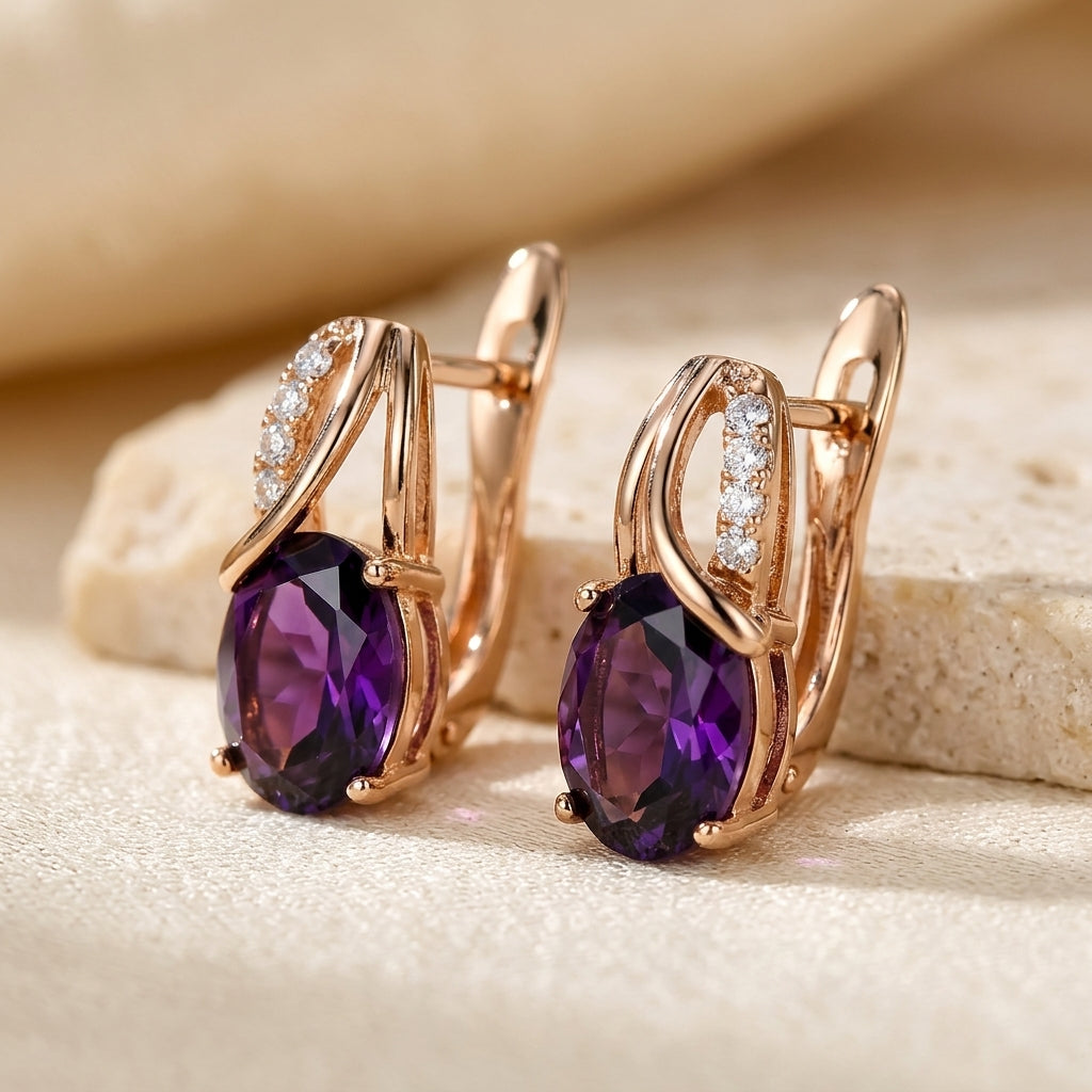 Gold Amethyst Hoop Earrings by Harrison & James - earrings product image 1
