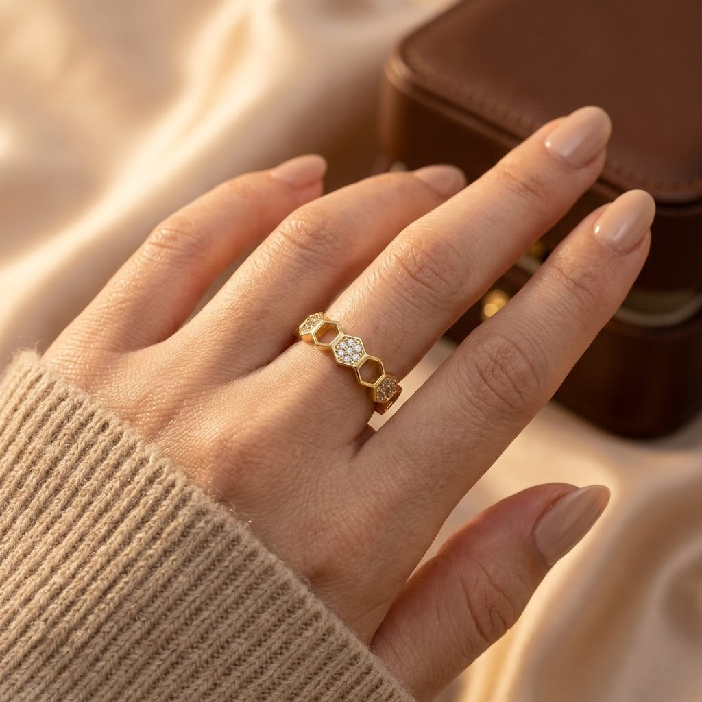 Gold Geometric Open Ring by Harrison & James - ring product image 2