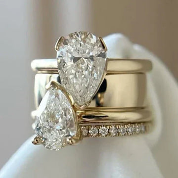 Vintage Double Zirconia Drop Ring by Harrison & James - ring product image 1