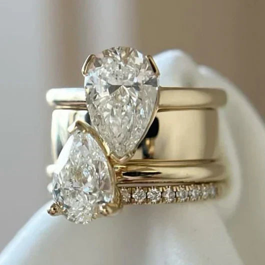 Vintage Double Zirconia Drop Ring by Harrison & James - ring product image 1