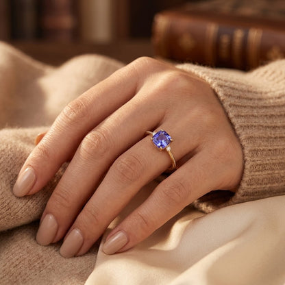 Gold Amethyst Solitaire Ring by Harrison & James - ring product image 2