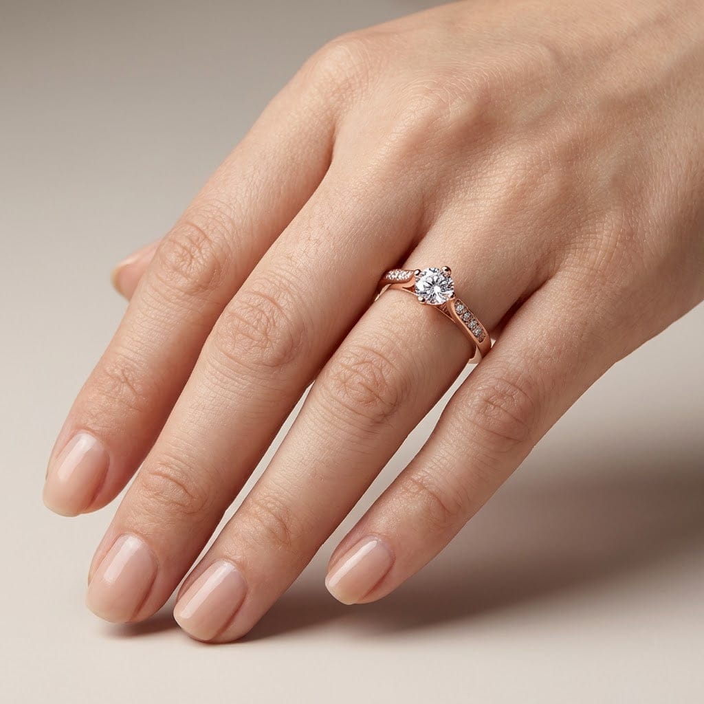 CLASSIC ROUND ZIRCONIA ROSE GOLD RING by Harrison & James - ring product image 2