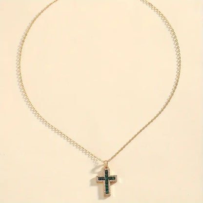 Solene Emerald Cross Pendant Necklace | Gold by Harrison & James - necklace product image 3