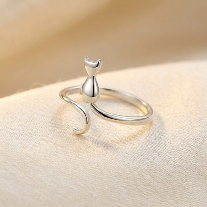Silver Cat Motif Ring by Harrison & James - ring product image 1