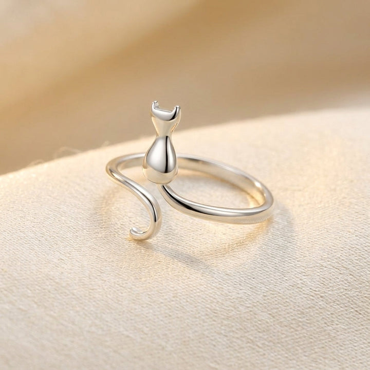 Silver Cat Motif Ring by Harrison & James - ring product image 1