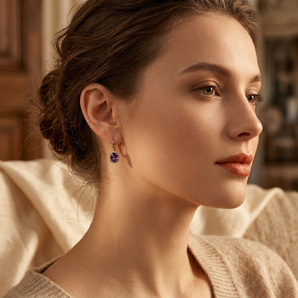 Gold Amethyst Crown Earrings by Harrison & James - earrings product image 2