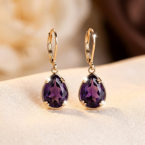 Gold Amethyst Teardrop Earrings by Harrison & James - earrings product image 1