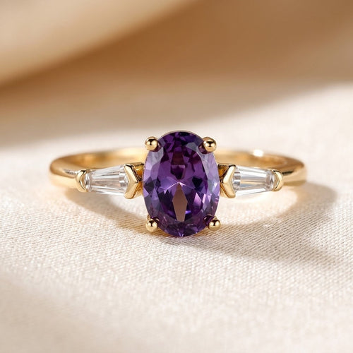 Gold Amethyst Three-Stone Ring by Harrison & James - ring product image 1