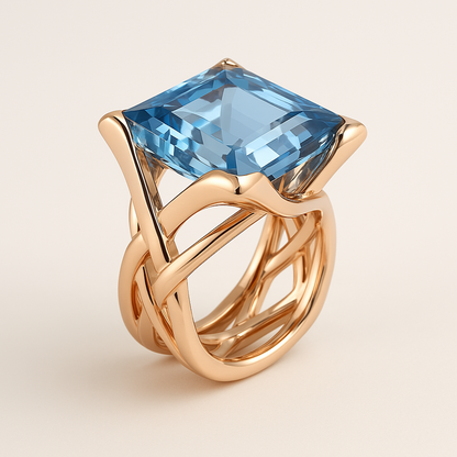 Vintage Rose Gold Blue Zirconia Ring by Harrison & James - ring product image 2