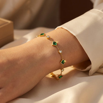 Gold Emerald Station Bracelet by Harrison & James - bracelet product image 2
