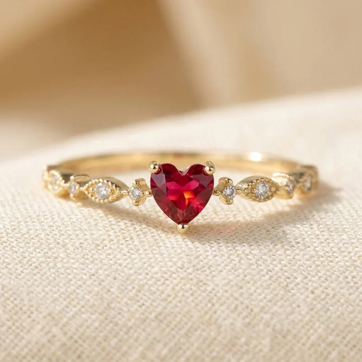 Gold Ruby Heart Ring by Harrison & James - ring product image 1