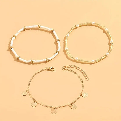 Coastal Charm 3-Piece Layered Anklet Set | Gold by Harrison & James - anklet product image 4