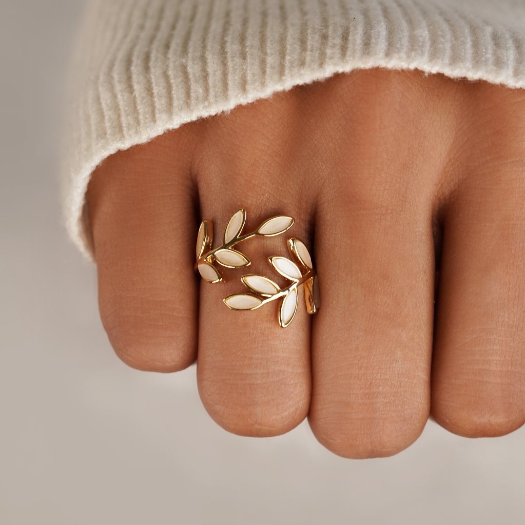 Gold Leaf Motif Ring by Harrison & James - ring product image 2