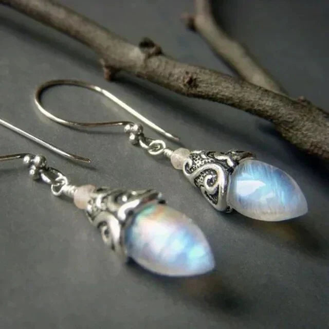 Antique Moonstone Drop Earrings | White Gold by Harrison & James - earrings product image 1