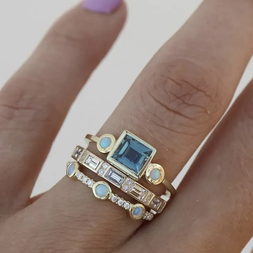 Ocean - Vintage Blue Crystal Ring Set by Harrison & James - ring product image 1