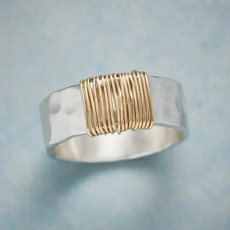 Silver and Gold Wire Wrapped Ring by Harrison & James - ring product image 1