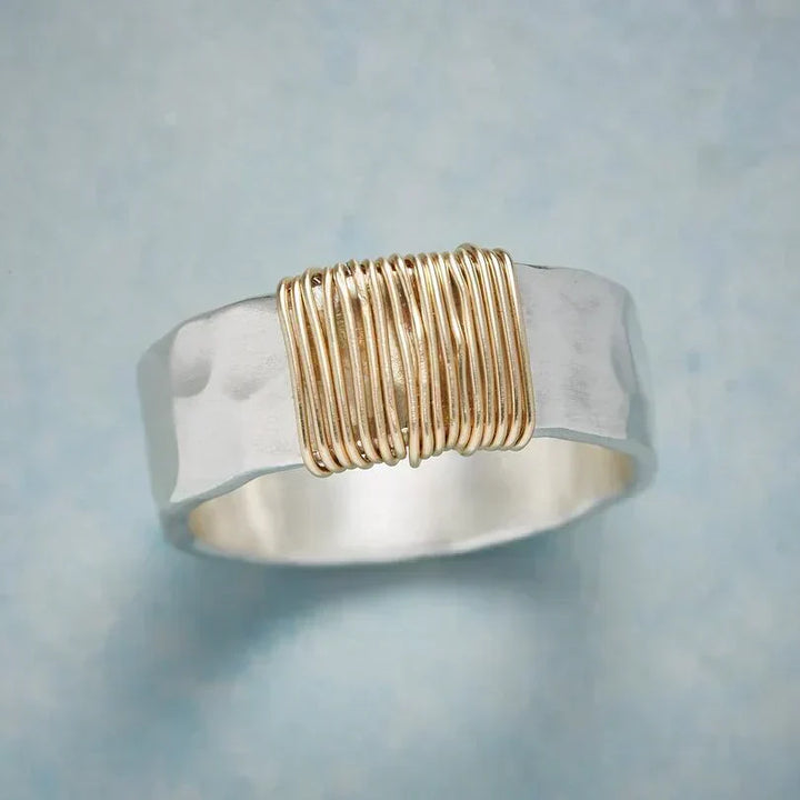 Silver and Gold Wire Wrapped Ring by Harrison & James - ring product image 1