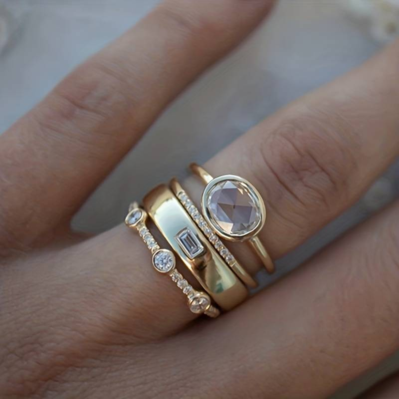 Lily - Vintage Gold & Zirconia Ring Set by Harrison & James - ring product image 1