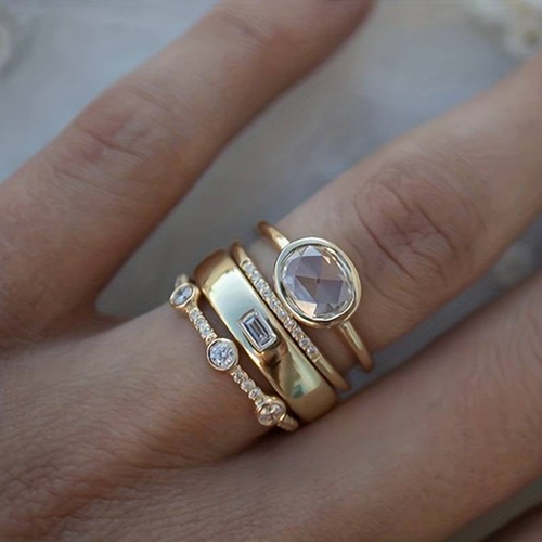 Lily - Vintage Gold & Zirconia Ring Set by Harrison & James - ring product image 1