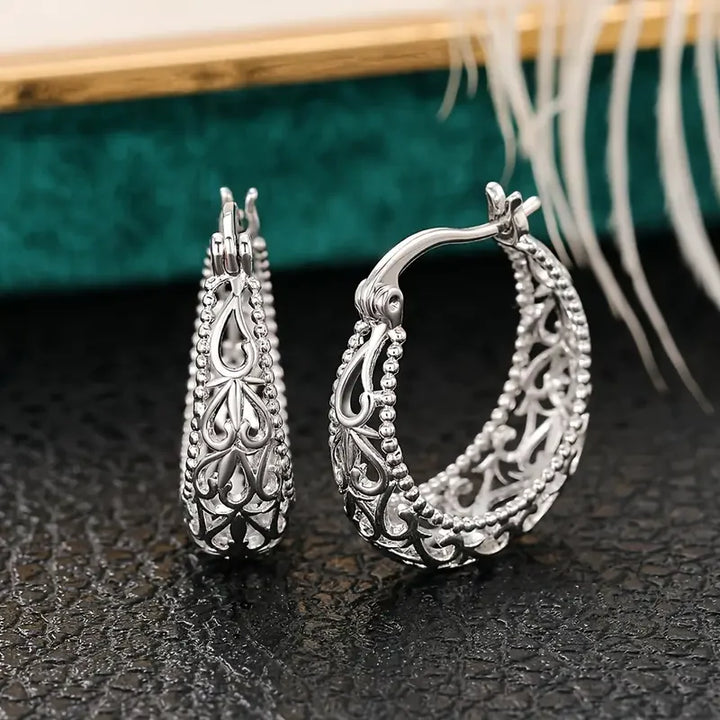 Antique Hollow Basket Earrings | White Gold by Harrison & James - earrings product image 1