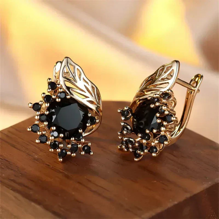 Black Zirconia Golden Earrings | Gold by Harrison & James - earrings product image 1
